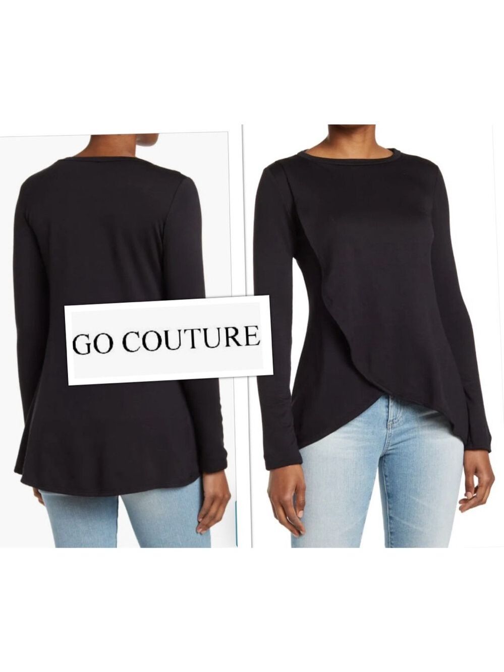GO Couture Buttery Soft Jersey Whimsigoth Closet Staple Cross Hem Top size Med